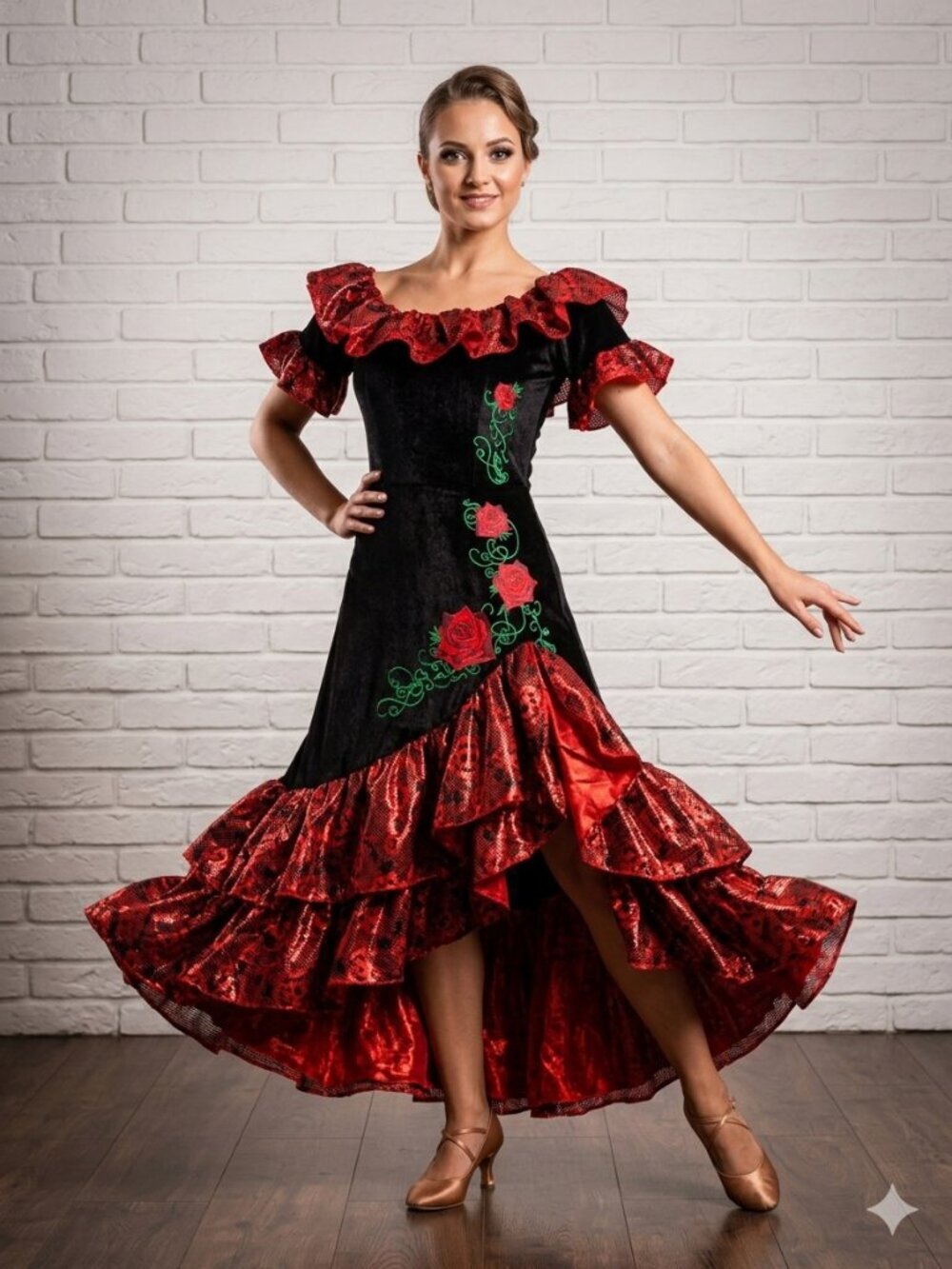Latin Ballroom Dance Red Dress Salsa Tango Waltz Pro Competition Costume Size M